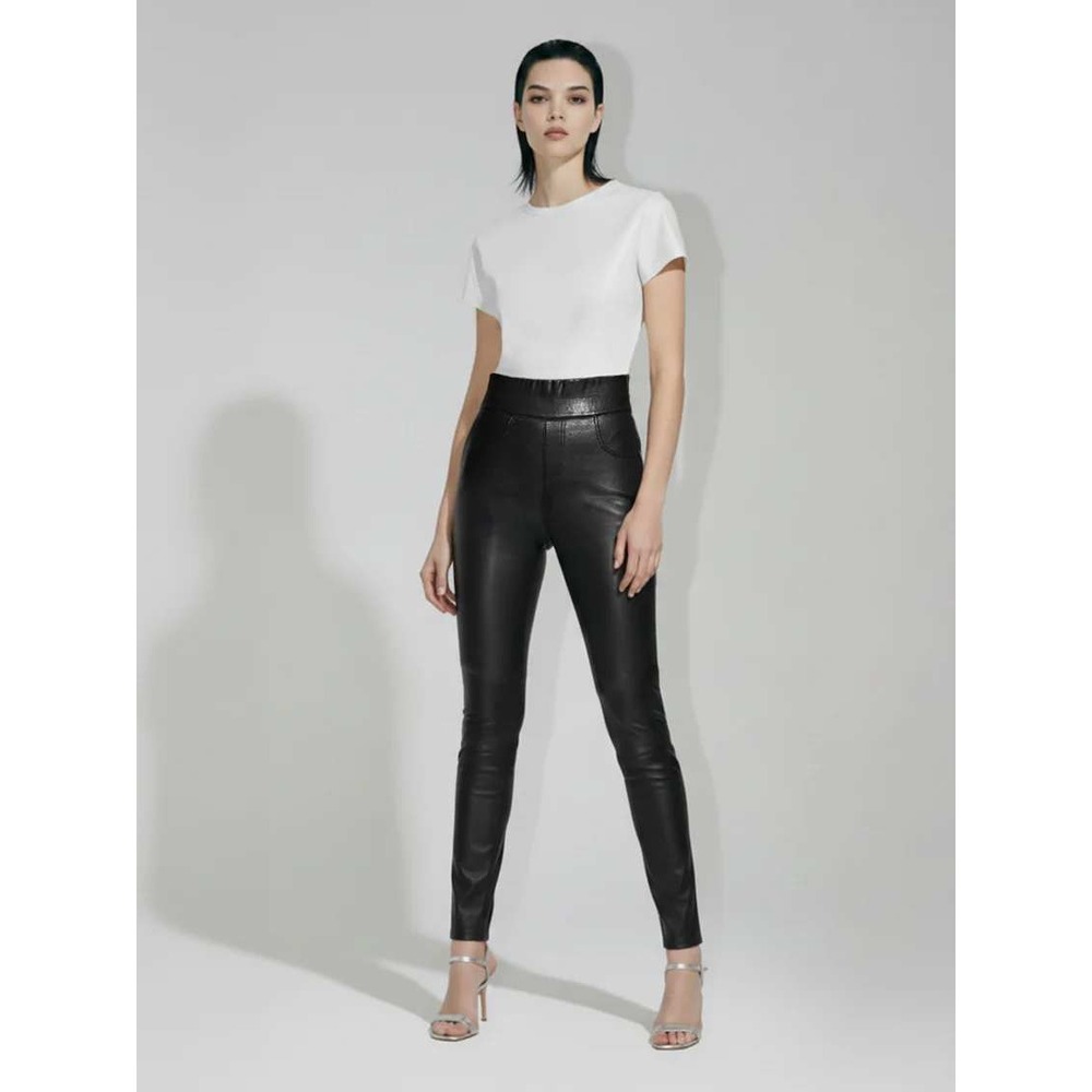 As By Df Women's Black Gigi Stretch Leather High Rise Leggings Size Small